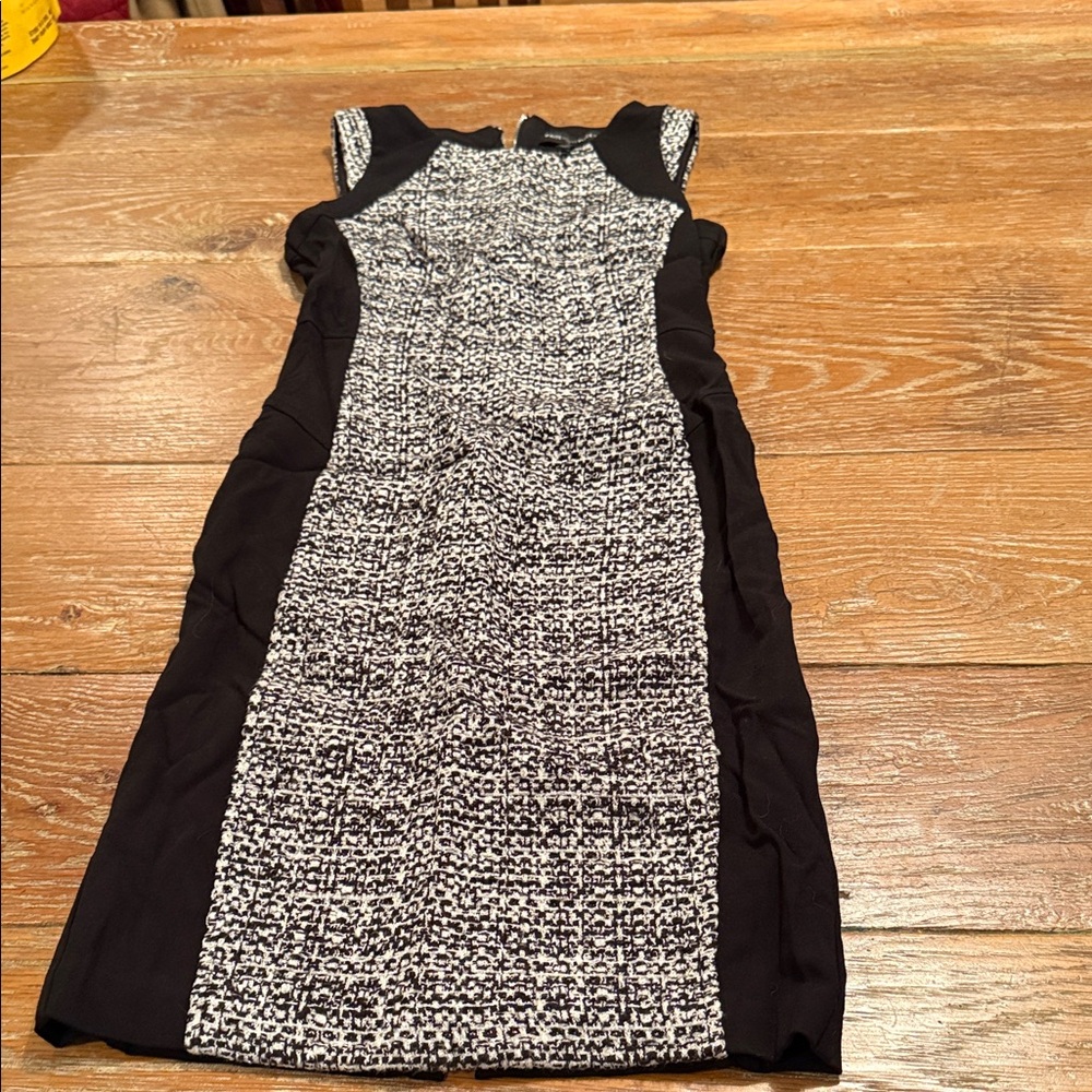White House Black Market Black and White Textured Midi Dress